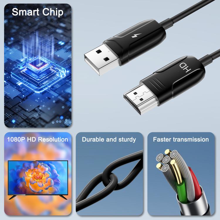 Cable USB-A a HDMI HD para duplicar la pantalla. Cable convertidor inalámbrico para duplicar la pantalla con adaptador., 70cm