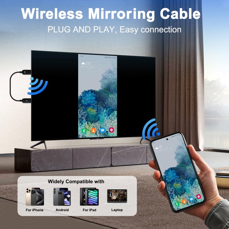 Cable USB-A a HDMI HD para duplicar la pantalla. Cable convertidor inalámbrico para duplicar la pantalla con adaptador., 70cm