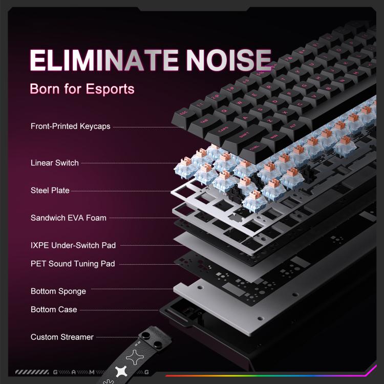 Teclado para juegos ONIKUMA MT603 de 68 teclas con interruptores magnéticos RGB de tres modos, MT603