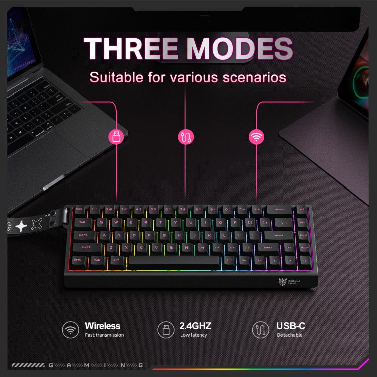 Teclado para juegos ONIKUMA MT603 de 68 teclas con interruptores magnéticos RGB de tres modos, MT603
