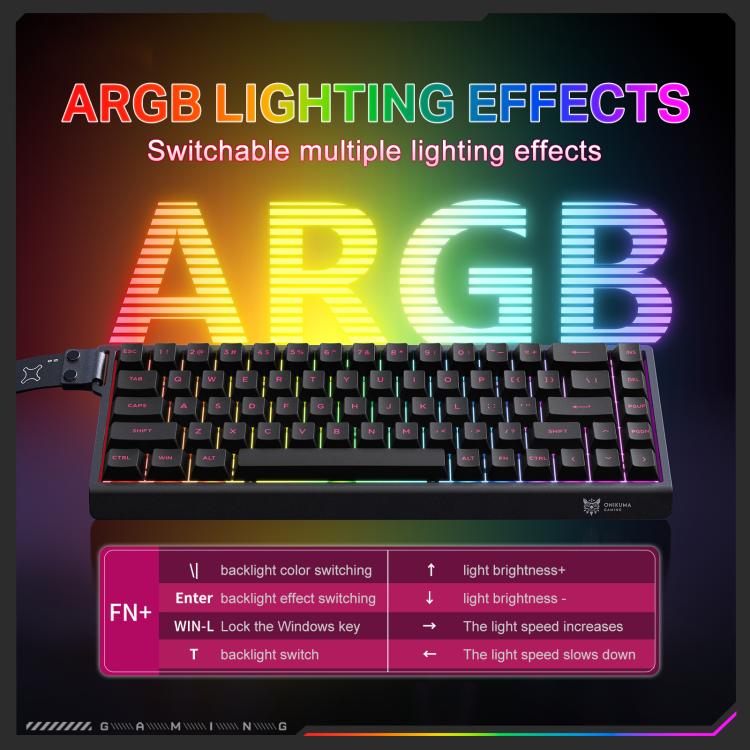 Teclado para juegos ONIKUMA MT603 de 68 teclas con interruptores magnéticos RGB de tres modos, MT603