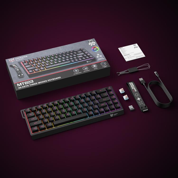 Teclado para juegos ONIKUMA MT603 de 68 teclas con interruptores magnéticos RGB de tres modos, MT603