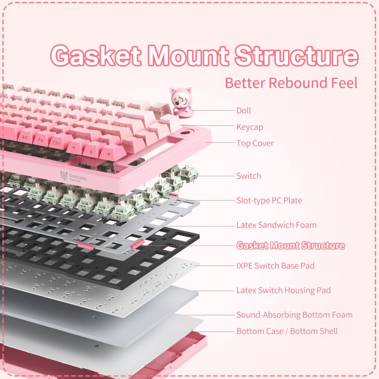 Teclado mecánico para juegos ONIKUMA MT707 de 82 teclas con RGB y tres modos