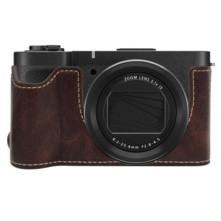 Funda para cámara de media carcasa de cuero vegano, For Canon PowerShot V1