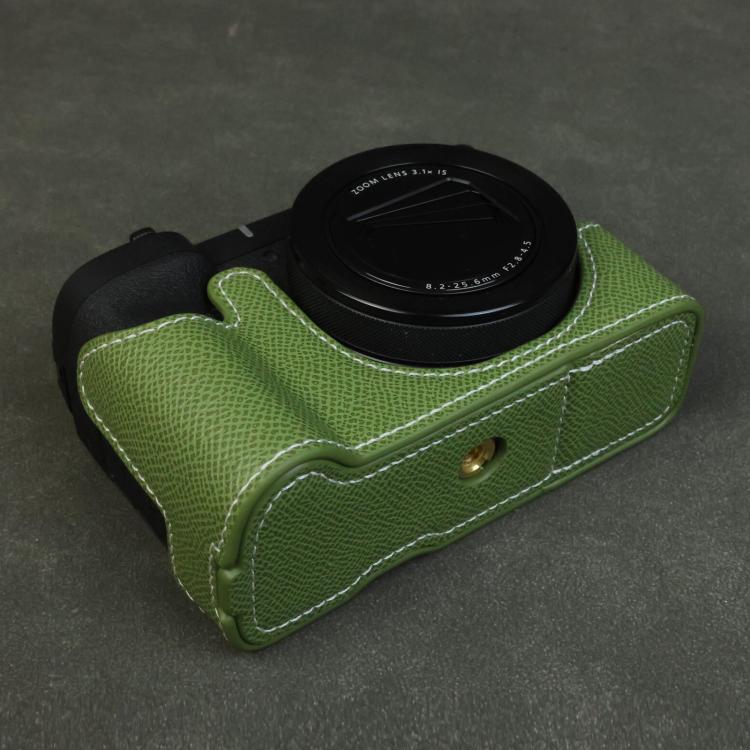 Funda para cámara de media carcasa de cuero vegano con textura de palma, For Canon PowerShot V1