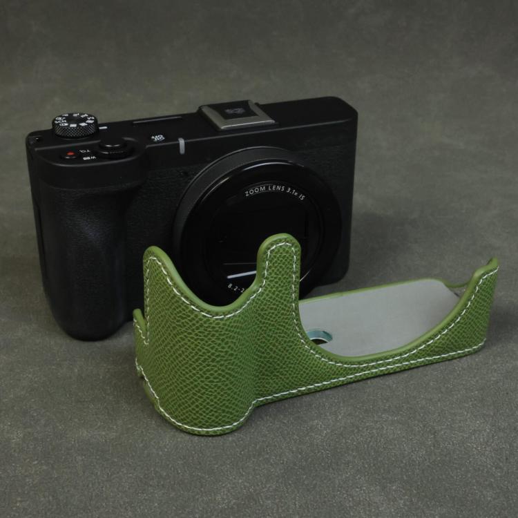 Funda para cámara de media carcasa de cuero vegano con textura de palma, For Canon PowerShot V1
