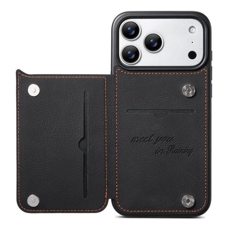 Funda para teléfono ESEBLE con textura retro, doble hebilla y ranura para tarjetas., For iPhone 17e / 16e, For iPhone 17 Pro Max, For iPhone 17 Pro, For iPhone 17, For iPhone Air, For iPhone 16 Pro Max, For iPhone 16 Pro, For iPhone 16                 ...