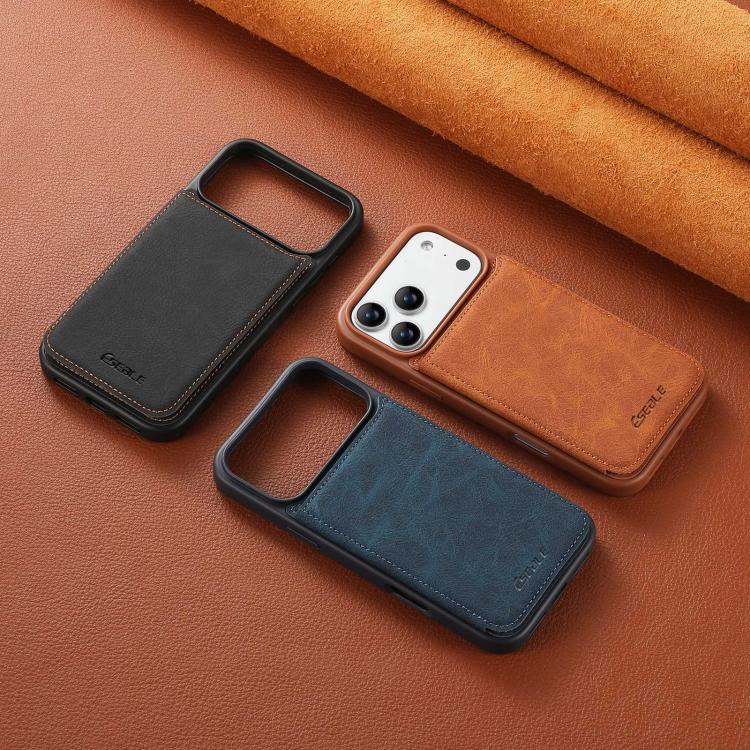 Funda para teléfono ESEBLE con textura retro, doble hebilla y ranura para tarjetas., For iPhone 17e / 16e, For iPhone 17 Pro Max, For iPhone 17 Pro, For iPhone 17, For iPhone Air, For iPhone 16 Pro Max, For iPhone 16 Pro, For iPhone 16                 ...