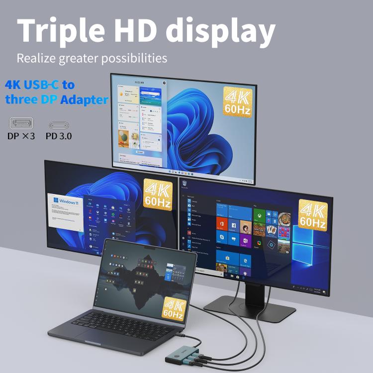 Adaptador portátil Onten UC935 USB-C / Tipo-C a DisplayPort, PD100W con apagado instantáneo de pantalla., UC935