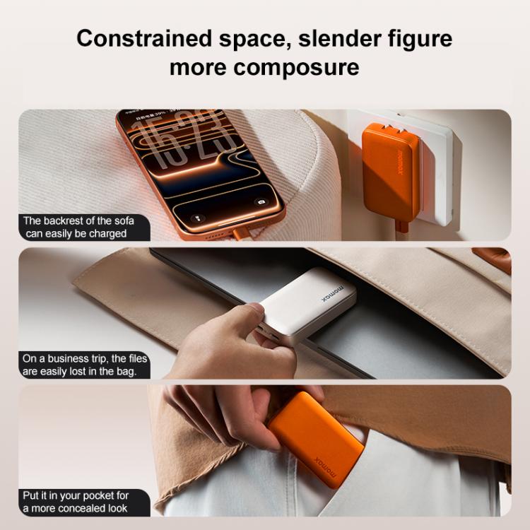 Kit de cargador rápido MOMAX UM79 1-Charge Ultra de 45 W con 2 puertos GaN Slim, enchufe estadounidense.