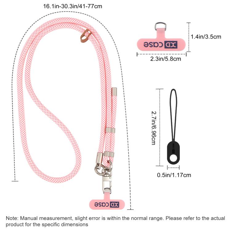 Cordón antipérdida para teléfono XDcase con hebilla y junta metálicas, longitud ajustable: 41-77 cm.