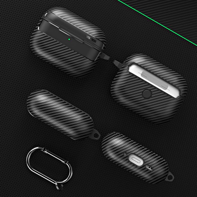 Estuche para auriculares XDcase con textura de fibra de carbono y gancho., For AirPods Pro 3, For AirPods 4