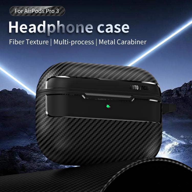 Estuche para auriculares XDcase con textura de fibra de carbono y gancho., For AirPods Pro 3, For AirPods 4