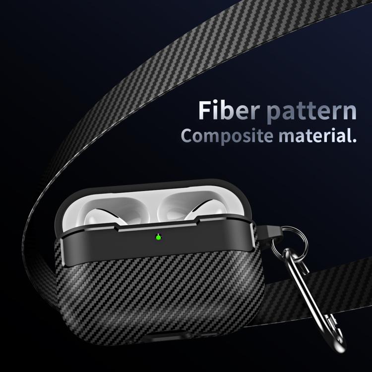 Estuche para auriculares XDcase con textura de fibra de carbono y gancho., For AirPods Pro 3, For AirPods 4