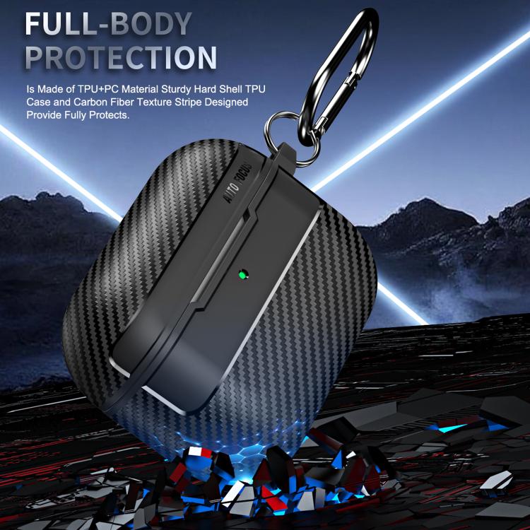 Estuche para auriculares XDcase con textura de fibra de carbono y gancho., For AirPods Pro 3, For AirPods 4