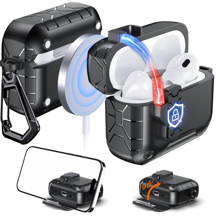 Estuche magnético para auriculares XDcase con apertura automática y soporte, For AirPods Pro 3, For AirPods 4, For AirPods Pro 2 / 1