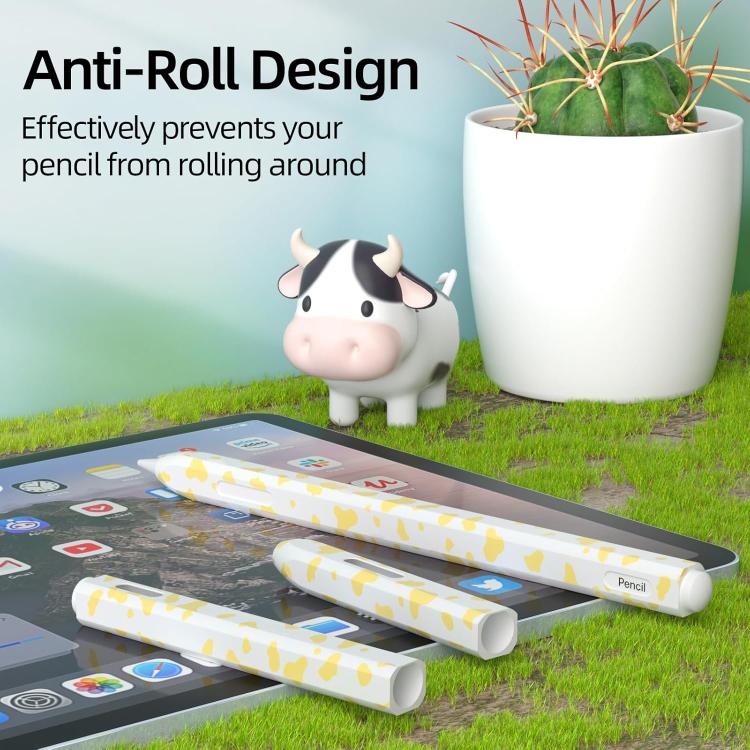 Funda protectora de silicona con estampado de vaca para lápiz óptico de XDcase, For Apple Pencil Pro / 2, For Apple Pencil USB-C / 3