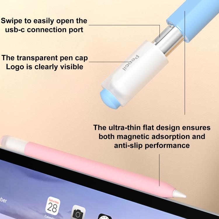 Funda de silicona para lápiz óptico con tapa desmontable XDcase Jelly, For Apple Pencil USB-C / 3
