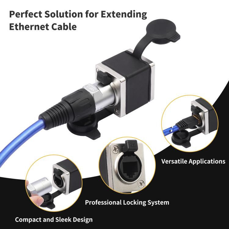 Adaptador corto hembra a hembra para cable de red RJ45 KNZ63YS con función de bloqueo., KNZ63YS