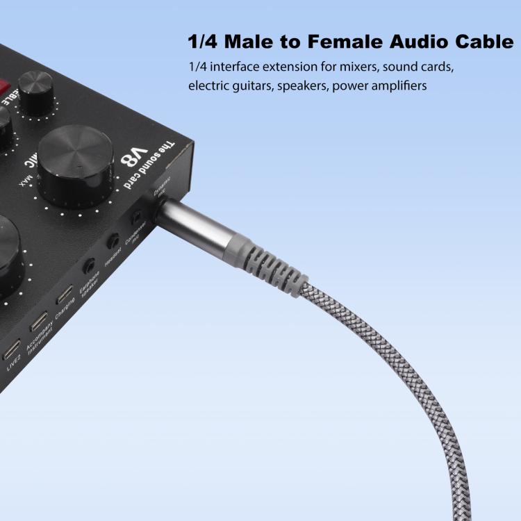 Cable de extensión estéreo de 6,35 mm (1/4 de pulgada) con conector TRS macho a hembra., 2m, 3m, 4.5m, 6m