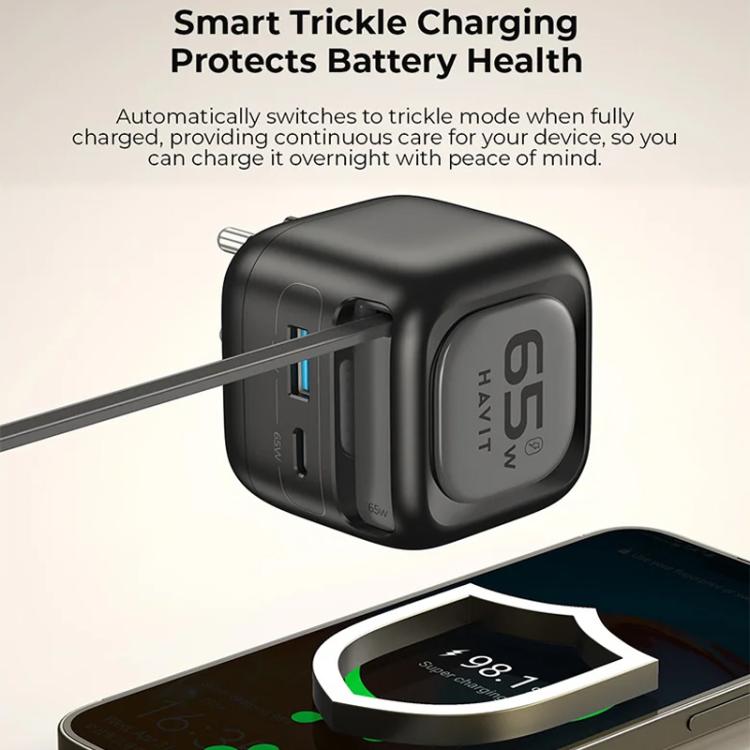 Cargador de viaje Havit UC252 de 65 W, 3 en 1, GaN, con cable retráctil tipo C., UC252(EU Plug), UC252(US Plug)