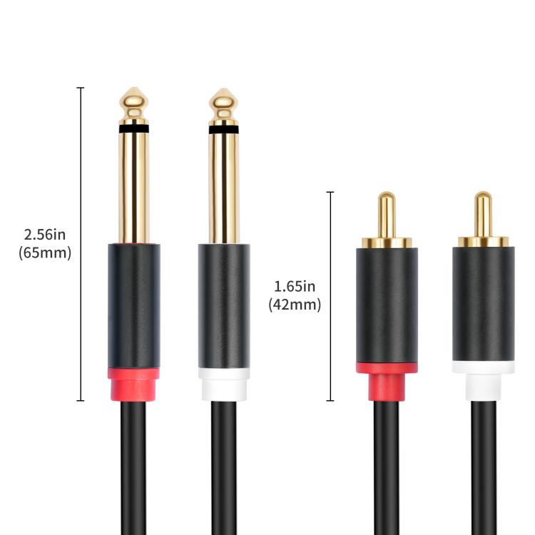 Cables de conexión de audio para consolas de mezcla (2 RCA a 2 x 6,35 mm macho), 1.5m, 3m, 5m
