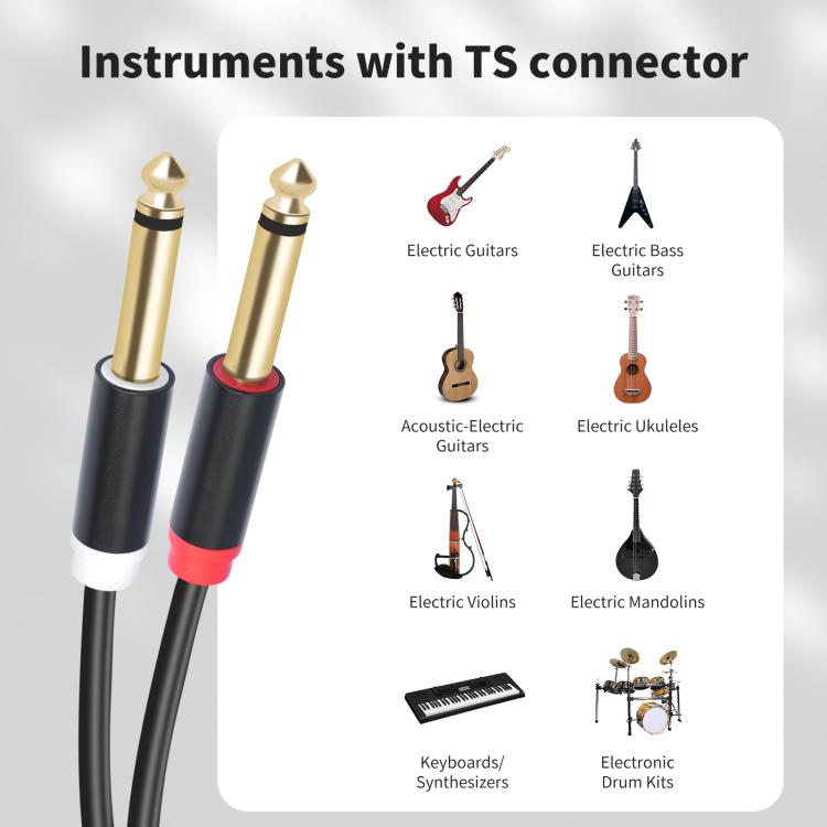 Cables de conexión de audio para consolas de mezcla (2 RCA a 2 x 6,35 mm macho), 1.5m, 3m, 5m