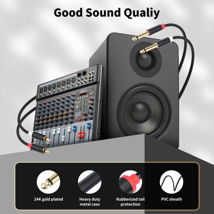 Cables de conexión de audio para consolas de mezcla (2 RCA a 2 x 6,35 mm macho), 1.5m, 3m, 5m