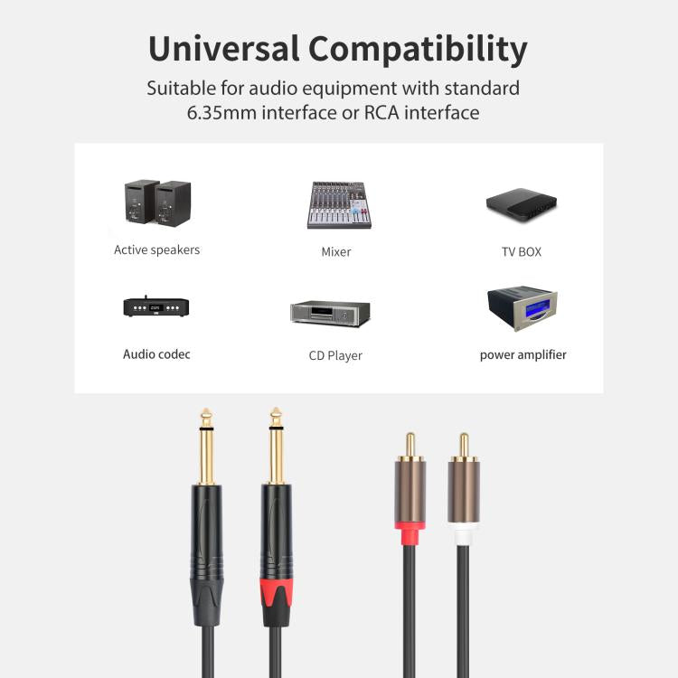 Cables de audio con 2 conectores RCA macho a 2 conectores XLR hembra, 1.5m, 3m, 5m, 6m
