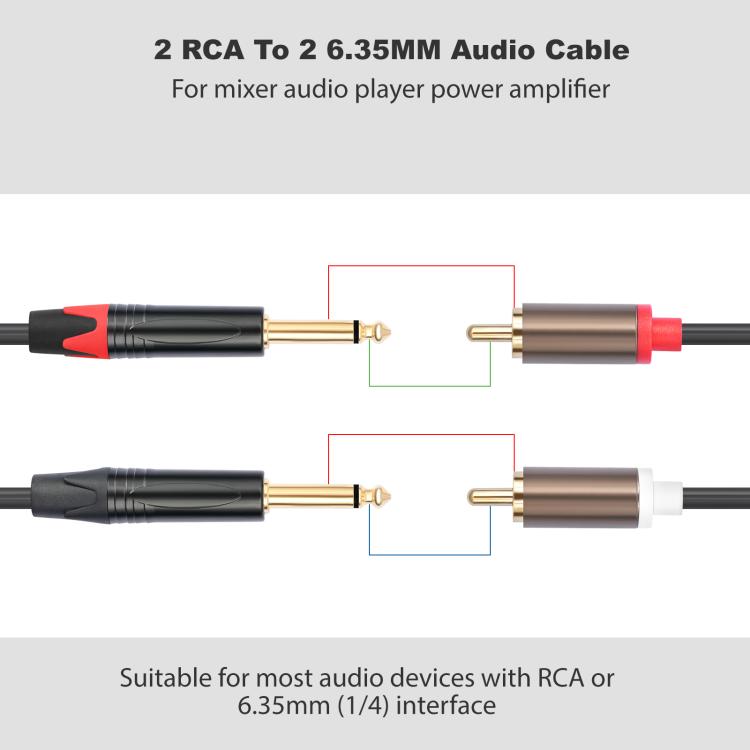Cables de audio con 2 conectores RCA macho a 2 conectores XLR hembra, 1.5m, 3m, 5m, 6m