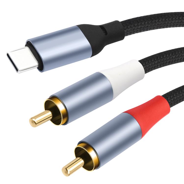 Cable de decodificación de audio de 24 bits de USB-C a doble RCA macho, 1m, 2m, 3m