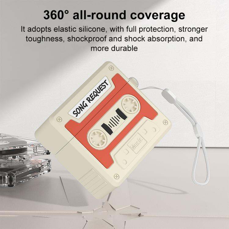 Estuche de silicona para auriculares XDcase estilo casete retro, For AirPods Pro 3, For AirPods 4, For AirPods Pro 2