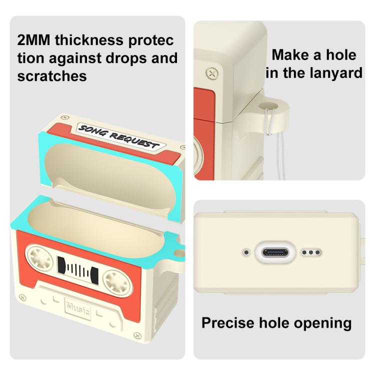 Estuche de silicona para auriculares XDcase estilo casete retro, For AirPods Pro 3, For AirPods 4, For AirPods Pro 2