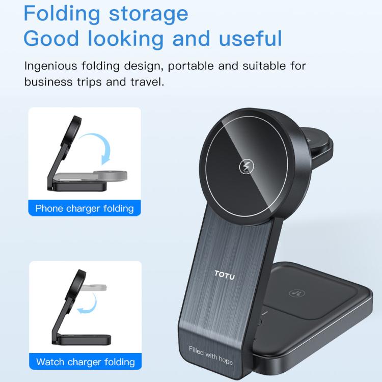 Base de carga inalámbrica magnética 3 en 1 TOTU CW-1-W para teléfono, auriculares y reloj., CW-1-W