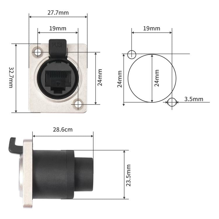 Conector Ethernet LAN impermeable ETH6L RJ45 tipo D hembra a hembra para panel de señales, ETH6L