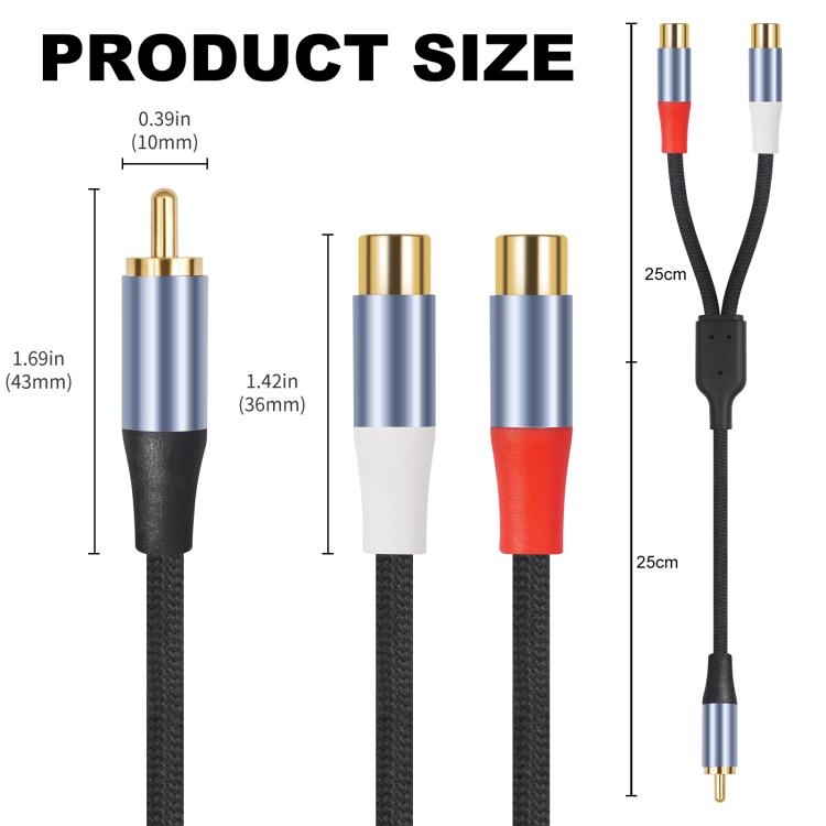 Cable divisor de audio en forma de Y 8004MFF RCA macho a 2 RCA hembra, 8004MFF