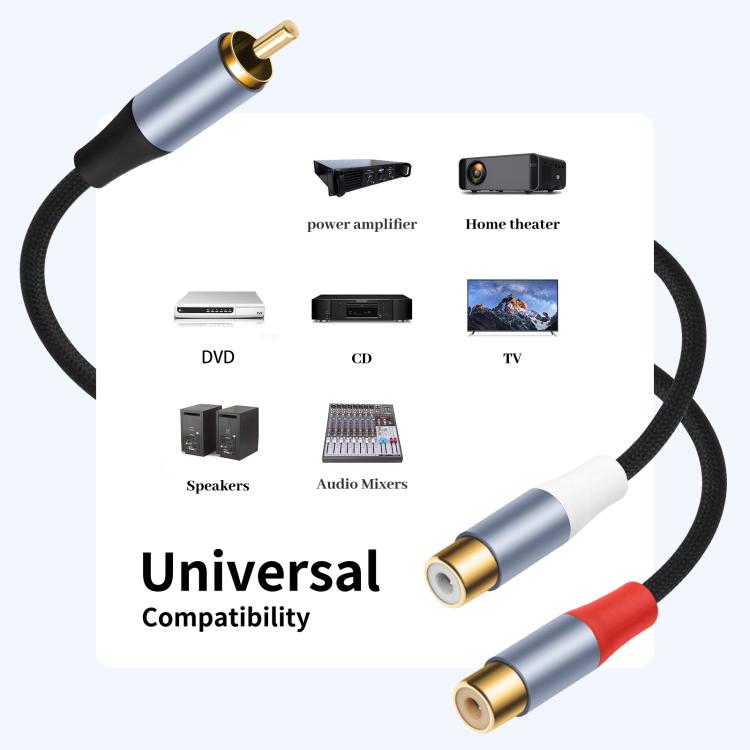 Cable divisor de audio en forma de Y 8004MFF RCA macho a 2 RCA hembra, 8004MFF