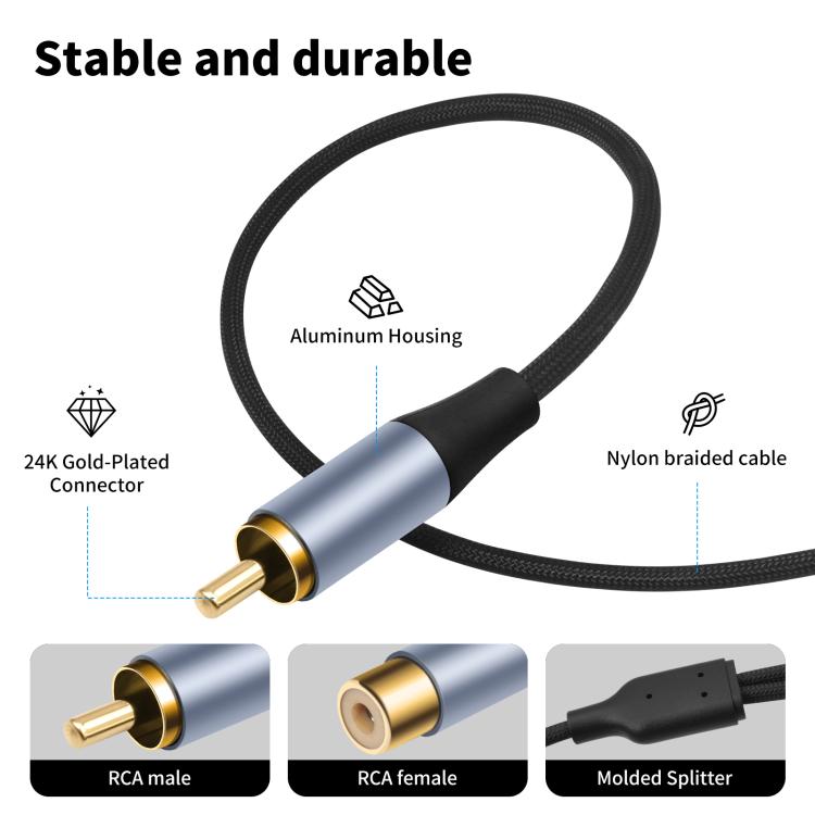Cable divisor de audio en forma de Y 8004MFF RCA macho a 2 RCA hembra, 8004MFF