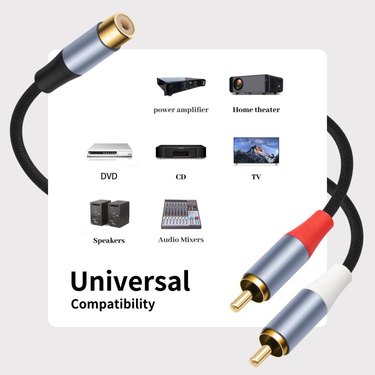 Cable divisor de audio en forma de Y con conector RCA hembra 8004MMF a 2 conectores RCA macho, 8004MMF