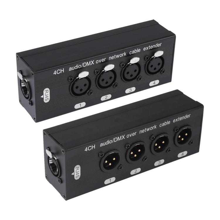 Caja divisora expansora de 4 canales XLR macho a hembra, extensión Ethernet RJ45
