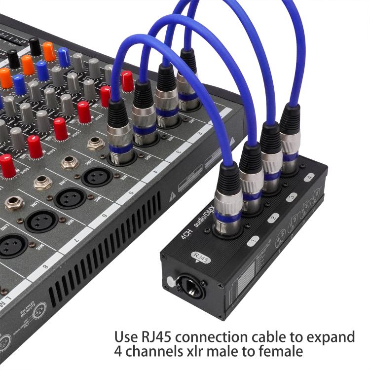 Caja divisora expansora de 4 canales XLR macho a hembra, extensión Ethernet RJ45