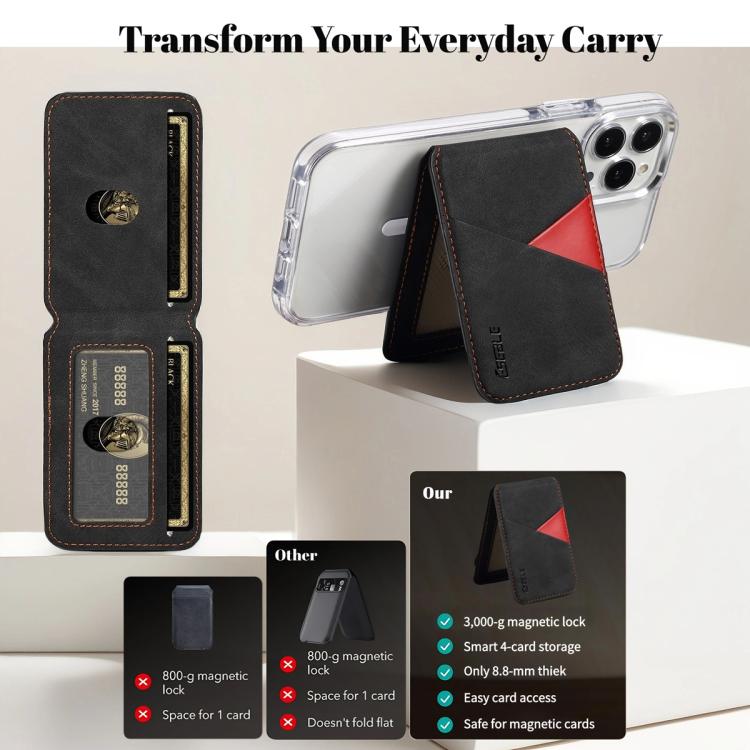ESEBLE S1 Retro Vegan Leather Texture Magnetic RFID Mobile Phone Card Slots slots