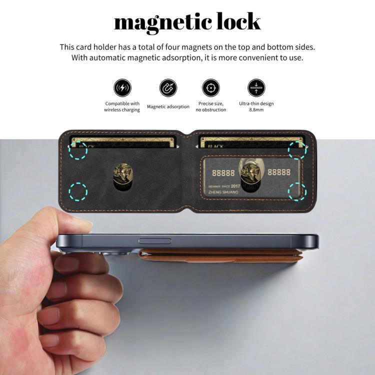ESEBLE S1 Retro Vegan Leather Texture Magnetic RFID Mobile Phone Card Slots slots