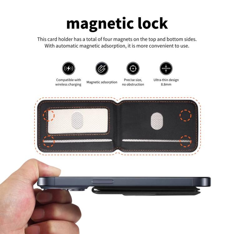 Soporte magnético RFID para tarjetas de teléfono móvil ESEBLE S2 con textura de piel sintética