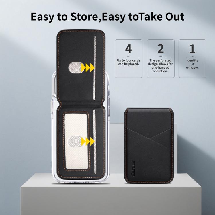 Soporte magnético RFID para tarjetas de teléfono móvil ESEBLE S2 con textura de piel sintética