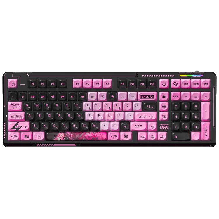 Teclado inalámbrico para juegos LINGBAO K98 de 101 teclas con triple modo, Black Pink-Grey Wood Axis V4-Korean, Blue-Grey Wood Axis V4-Korean, Black Red-Grey Wood Axis V3-Korean, Black Red-Grey Wood Axis V3-Russian, Blue-Grey Wood Axis V4-Russian