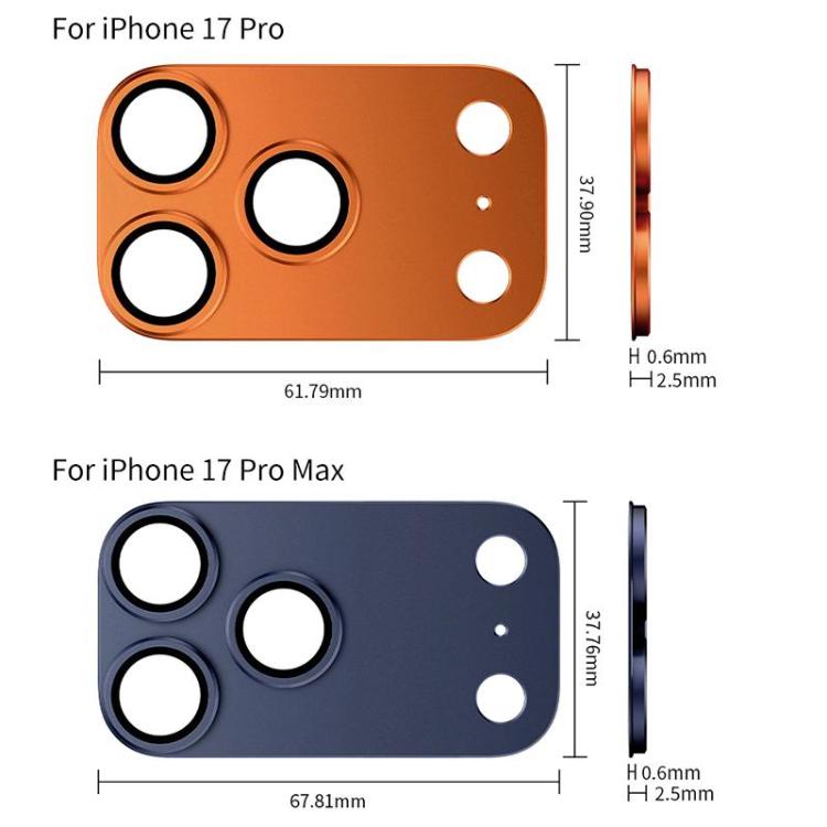 XDcase 5 piezas de anillos protectores de metal esmerilado de cobertura total para lentes de cámara, For iPhone 17 Pro Max, For iPhone 17 Pro
