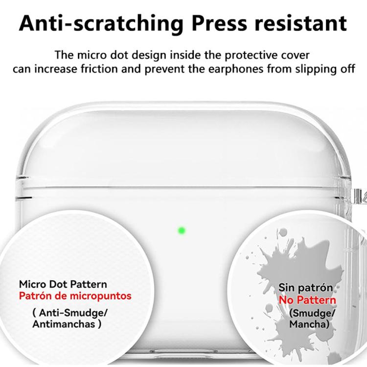 Funda protectora transparente de TPU para auriculares XDcase con mosquetón, For AirPods Pro 3, For AirPods 4, For AirPods Pro 2 / 1