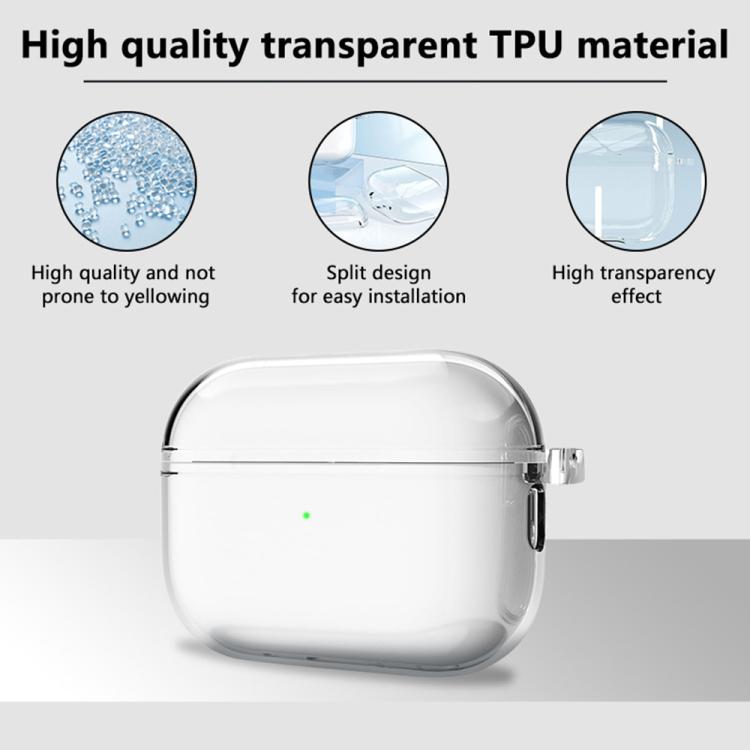 Funda protectora transparente de TPU para auriculares XDcase con mosquetón, For AirPods Pro 3, For AirPods 4, For AirPods Pro 2 / 1