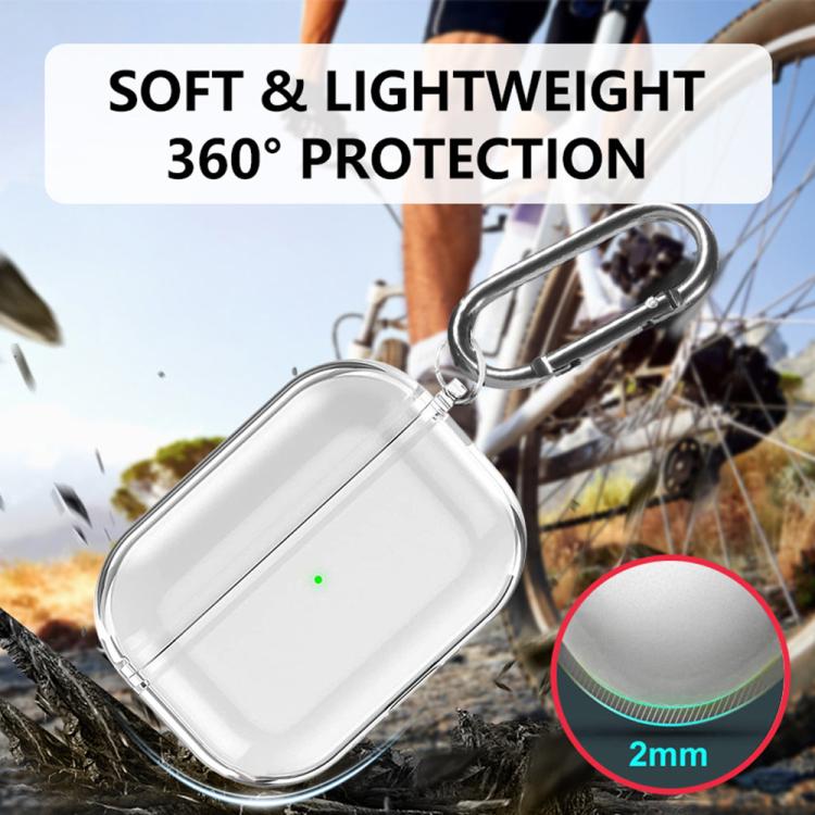 Funda protectora transparente de TPU para auriculares XDcase con mosquetón, For AirPods Pro 3, For AirPods 4, For AirPods Pro 2 / 1